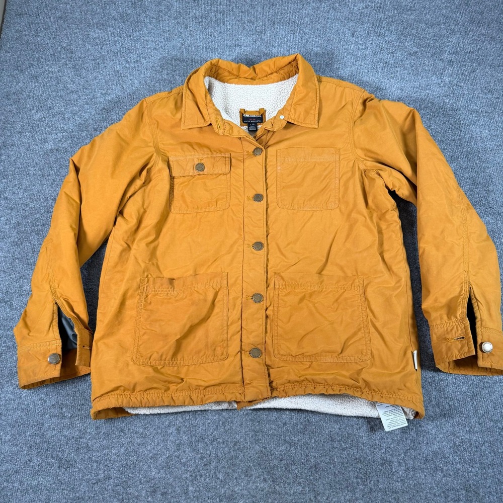 Outdoor Research W Lined Chore Jacket Mustard Yellow Sherpa Fleece Lg 283234